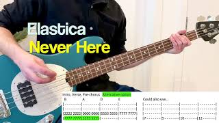 Elastica Never Here BASS COVER with TABS NOTATION [upl. by Richel]