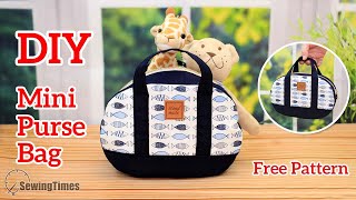 DIY Mini Purse Bag  Round Handbag Sewing Tutorial amp Free Pattern sewingtimes [upl. by Llenaj327]