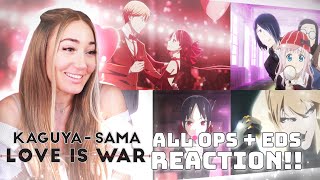 First Time REACTION to KAGUYASAMA Love Is War OPENINGS amp ENDINGS [upl. by Akemahc]