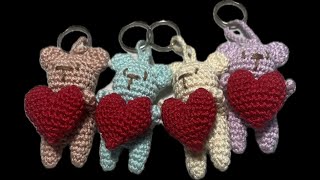 Tuto porte clé ours amoureux au crochet spécial gaucher AlextitiaTutoCrochet [upl. by Zipah]