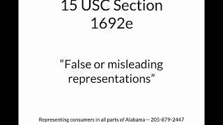 Part Six  FDCPA Section 1692e false and deceptive debt collection [upl. by Aisela74]