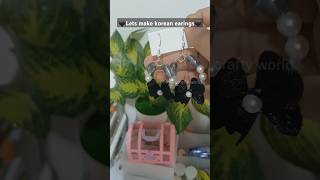 Diy easy Korean earing black earings zaina ki crafty worldshorts [upl. by Frances]