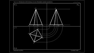 D2  009  Proiezioni ortogonali  Piramide a base quadrata [upl. by Sarajane]
