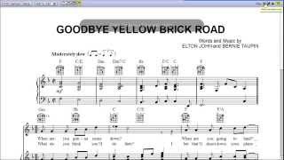 Goodbye Yellow Brick Road by Elton John  Piano Sheet MusicTeaser [upl. by Gifford]