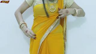 How To Drape Flat Front Style Saree  Thin Pleats Pallu Sari Wearing  Howto Wear Perfect Saree [upl. by Nolte]