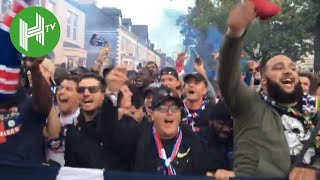 PSG Ultras march to Anfield  Champions League  Liverpool v PSG [upl. by Sanoy]