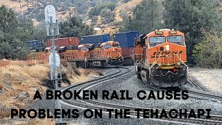 Trouble on the Tehachapi Pass Broken Rail at Woodford [upl. by Llieno]