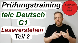 telc Deutsch C1 – Prüfung  02  Erklärung und Tipps zum Leseverstehen Teil 2 [upl. by Lapotin]