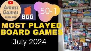 Top 50 most played games July 2024 AmassGames boardgame tabletop list play bgg list dice [upl. by Naldo760]