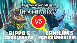 Warhammer Unerworlds Battle Report Rippas Snarlfangs vs Ephilims Pandaemonium [upl. by Atnohsal]