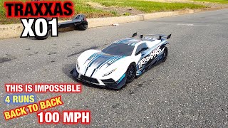 Traxxas XO1 Stock The 100 MPH speed run Back to back 4 runs No one can do this but TRY IT [upl. by Hines]