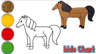 Very easy horse drawing for kids and Toddlers  horse drawing kidschart5240 [upl. by Nbi]