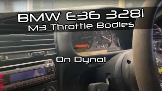 E36 328i M3 ITB Throttle Bodies cams 282hp on dyno at DervTech Tuning [upl. by Guimar]