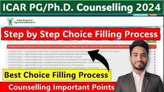 ICAR Counselling 🔥PGPHd Choice Filling Process ✌️ Step by step process 😍 Important Points ✅ [upl. by Eleonore68]