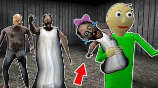 Playing as Baldi thief vs Little Granny vs Grandpa vs Granny  Gameplay Animation p22 [upl. by Ahsimac]