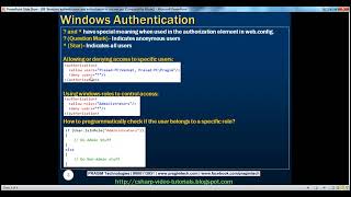 88 Windows authentication and authorization in asp net Part 88 [upl. by Ennahgiel663]