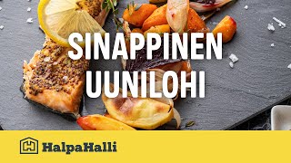 Sinappinen uunilohi ja paahdetut kasvikset • Hyvän Arjen Resepti • HalpaHalli [upl. by Burr]