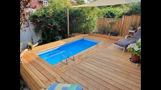 Pooldeck aus Holz für Aufstellpool 2 x 4 Meter INTEX  BESTWAY [upl. by Ahseile]