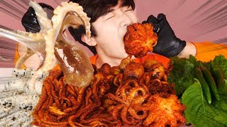 ENG SUBSpicy OctopusWebfoot octopus Stirfry Eat Mukbang🐙Korean Seafood ASMR 후니 Hoony Eatingsound [upl. by Upshaw]