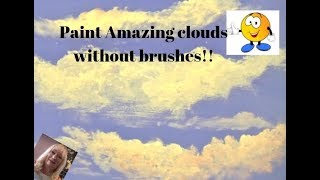 How to Paint Amazing Clouds WITHOUT Brushes Acrylic Painting for Beginners Step by Step [upl. by Der]