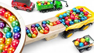 Marble Run ASMR Race ☆ HABA Slope amp Dump Truck Excavator Ambulance Forklift Garbage Truck Tractors14 [upl. by Ragland]