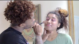 DOING MY GIRLFRIENDS MAKEUP 😳😍 [upl. by Auqinom]