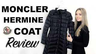 MONCLER HERMINE COAT REVIEW  TRY ON  NEW ADDITION TO MY MONCLER COAT COLLECTION [upl. by Skolnik991]