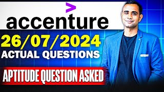 🔥Accenture 26th July 2024 Actual Questions Accenture Aptitude Questions🔥 [upl. by Eylrac]