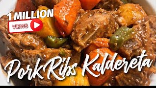 Pork Ribs Caldereta  Kalderetang Baboy Ribs [upl. by Ycnaffit]