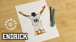 How to draw a Soccer player Endrick  Real Madrid [upl. by Aneleiram]