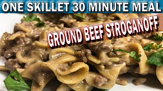 ONE SKILLET GROUND BEEF STROGANOFF 30 MINUTE MEAL  How to Cook Easy Ground Beef Stroganoff [upl. by Matrona586]