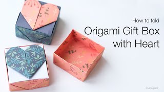 How to fold Origami Gift Box with Heart [upl. by Conni154]