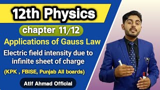 Applications of gauss law  electric field intensity due to infinite sheet of charge class 12 [upl. by Doolittle665]