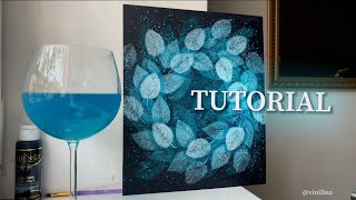 Cosmic leaves print painting process  Leaves painting tutorial  Ocean colors [upl. by Alicul]