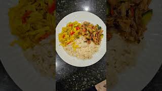 Curry stir fry cabbage sauteed saltfish with vegetables over rice curryrecipe sauteedsaltfish [upl. by Shaper]