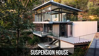 Glass House Suspended Between Two Beautiful California Hills  Suspension House [upl. by Gaston172]