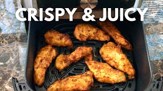 Air Fryer Fried Chicken Tenders How to Make PERFECT Crispy AirFried Chicken Strips Without Breading [upl. by Enelime]