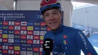 Jonathan Milan  Interview at the start  UEC Championships LimbourgFlanders 2024 [upl. by Cummins]