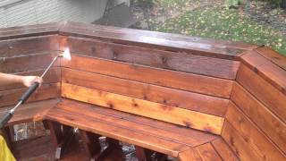 How to properly strip wash power wash wood deck with chemicals to remove old finish [upl. by Ocirema]