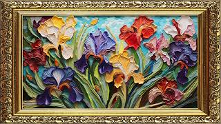 Wallpaper TV Art  Van Gogh Style Framed Flowers [upl. by Aiotal]