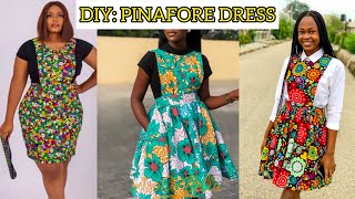 How to Cut and Sew a Simple Pinafore DressStep by step sewing a Short Dress Tutorial [upl. by Eelrihs]