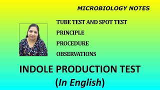 Indole production test  Tube test and Spot test  Principle Procedure and Observations  English [upl. by Naux]