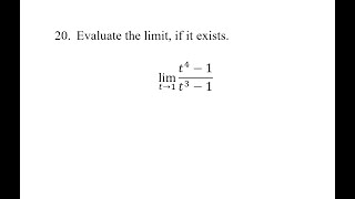 20 Evaluate the limit if it exists limt→1⁡t41t31 [upl. by Eiwoh]