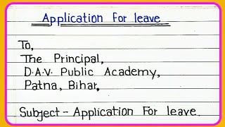 Application for leave  Application for leave one day  Application for leave class 8  English [upl. by Nagam]