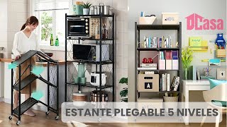 Estante Plegable de Metal de 5 Niveles Color Negro ODM325NN [upl. by Adnor284]