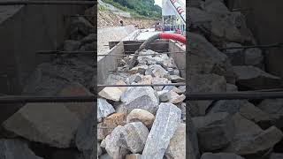 Stone wall concrete pouring process [upl. by Ecidnarb]