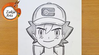 How to draw Ash Ketchum step by step  How to draw anime  Easy Drawing Ideas For Beginners [upl. by Harman]