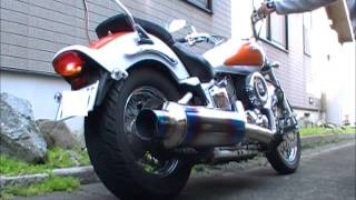 YAMAHA DragStar1100 VSTAR1100 custom made exhaust ドラッグスター1100 マフラー [upl. by Helena738]