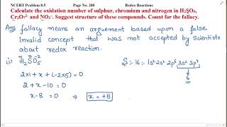 Calculate the oxidation number of sulphur chromium and nitrogen in H2SO5 Cr2O72 and NO3– [upl. by Anecuza796]