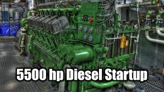 ABC Diesel Engine Startup Tugboat 5500 Horsepower [upl. by Annayk]